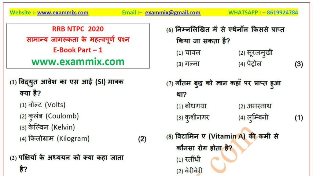 rrb ntpc 2019 general awareness