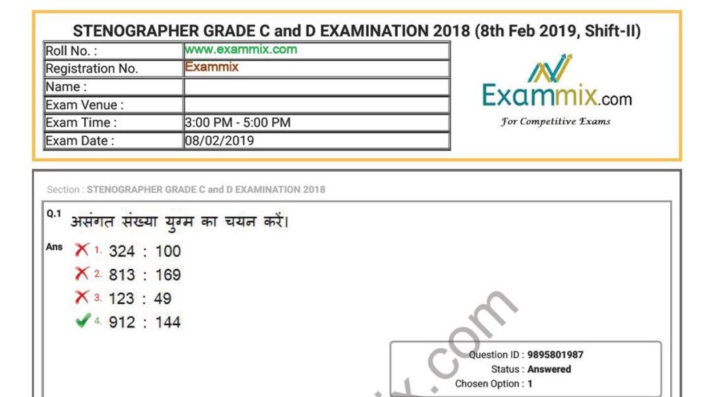 ssc stenographer previous year paper in 