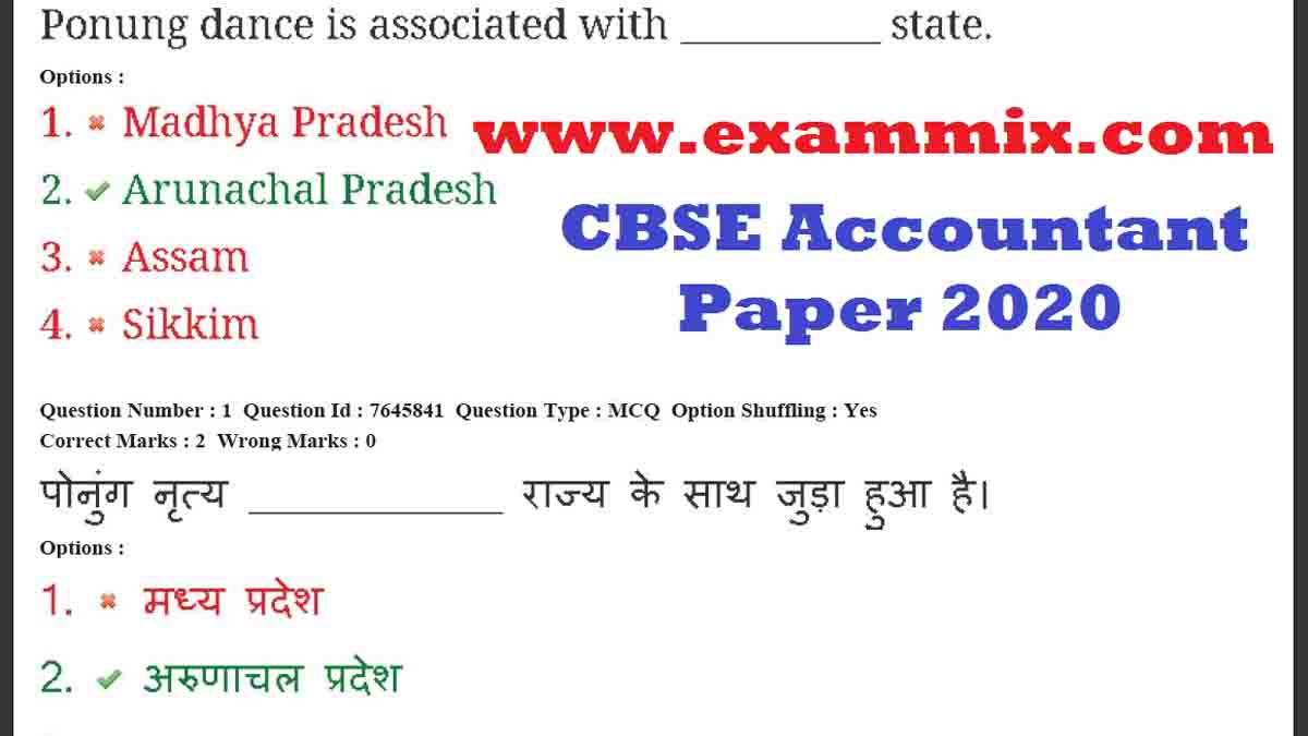 CBSE Accountant Question Paper with Final Answer key 2020