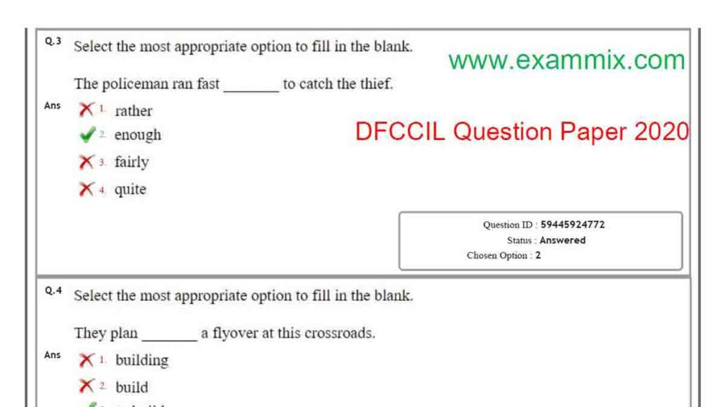 DFCCIL answer key 2020