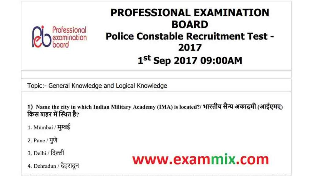 MP Police Constable Old Question Paper PDF