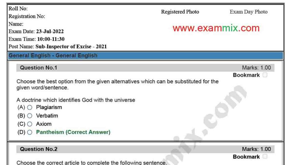 OSSC Excise SI Question Paper 2022