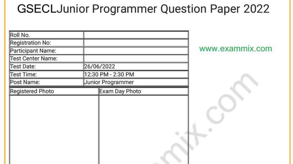 GSECL Junior Programmer Answer Key 2022