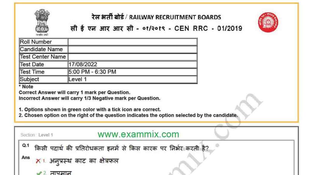 Railway Group D Question Paper 2022