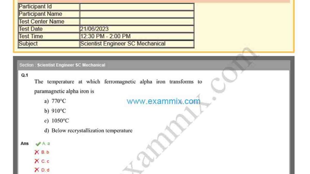 ISRO Mechanical Engineer Question Paper 2023