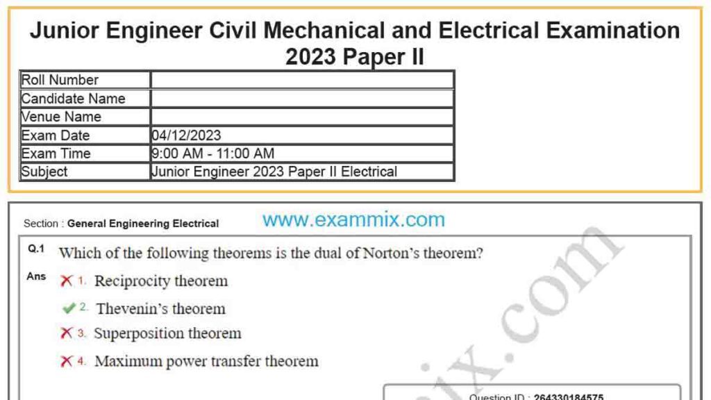 SSC JE Paper 2 Paper 2023 PDF